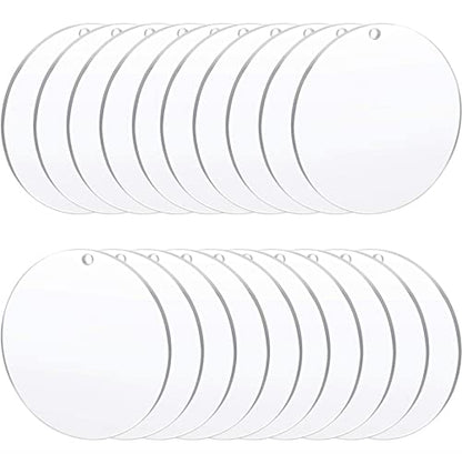 Acrylic Clear Ornament Circle Blanks, 3.5" Transparent Round Disc - size: 3.5 inch
