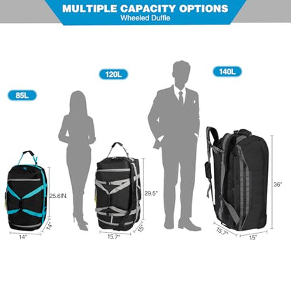 REDCAMP 85L/120L/140L Foldable Duffle Bag with Wheels, Large Travel Duffel Bag - color: 85l Black (Small)