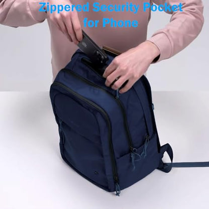 PUREVAVE Laptop Backpack Water Resistant YKK Zippers Travel Study - color: Navy Blue