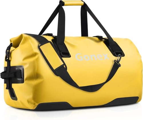Gonex Waterproof Duffel Bag, 40L/60L/80L Roll-Top Travel Kayaking Dry Bag - color: Yellow, size: 80L