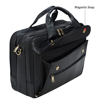 Polare Napa Leather 16" Business Briefcase Laptop Messenger Bag for Men