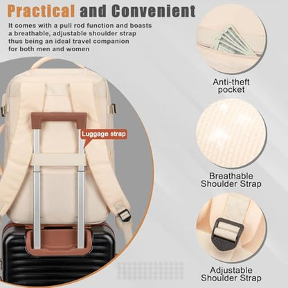 50L Travel Backpack, Flight Approved Carry On Laptop Backpack - color: Beige, size: X-Large