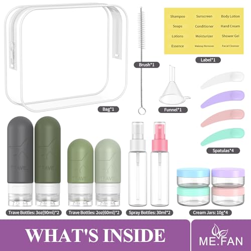 ME.FAN 18 Pack Travel Bottles for Toiletries, TSA Approved, Desert Sage - color: Desert Sage