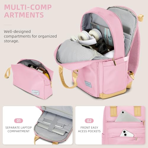 LARVENDER Expandable Carry on Luggage Sets 3 Piece Suitcases Set, Pink - color: Pink, size: 3 piece set(BP/TB/20)