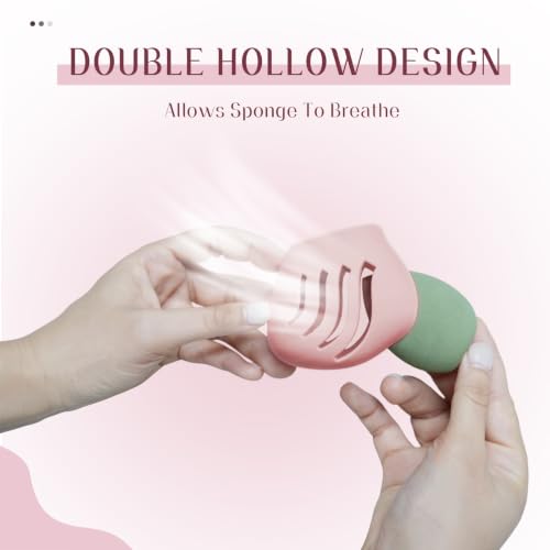 Silicone Makeup Sponge Holder,Fit All Sponges,Double-Sided Breathable(Pink - color: Pink*1