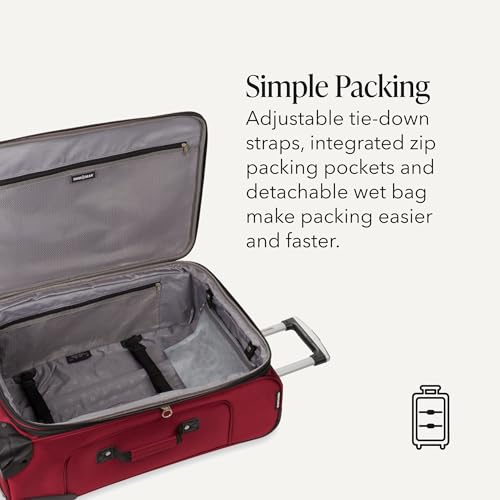 SWISSGEAR Sion Softside Expandable Spinner Luggage Durable Lightweight Travel Suitcase, Burgundy, Checked-Medium - color: Burgundy, size: Checked-Medium 25-Inch
