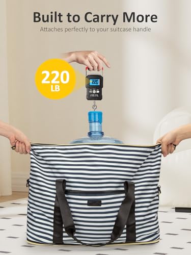 Capolo Expandable Travel Duffle Bag Weekender Overnight Bags for Women Men - color: Blue Stripe, size: X-Large
