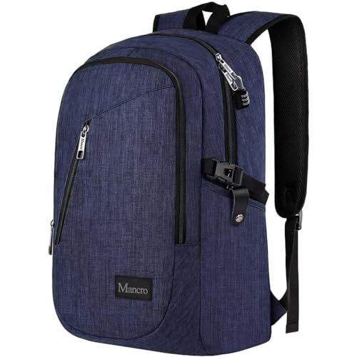 Mancro 17.3 Inch Business Laptop Backpack for Travel Anti-Theft Backpack - color: Blue, size: 17.3 inch