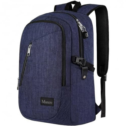 Mancro 17.3 Inch Business Laptop Backpack for Travel Anti-Theft Backpack - color: Blue, size: 17.3 inch