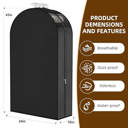Black Garment Bags for Hanging Clothes, 4-Pack, 43" - color: Black, size: 43 inch