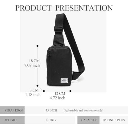 JEMINAL Shoulder Crossbody Bag Hiking Backpack Travel Bag Men Women Sling Backpack Multifunctional - color: Black