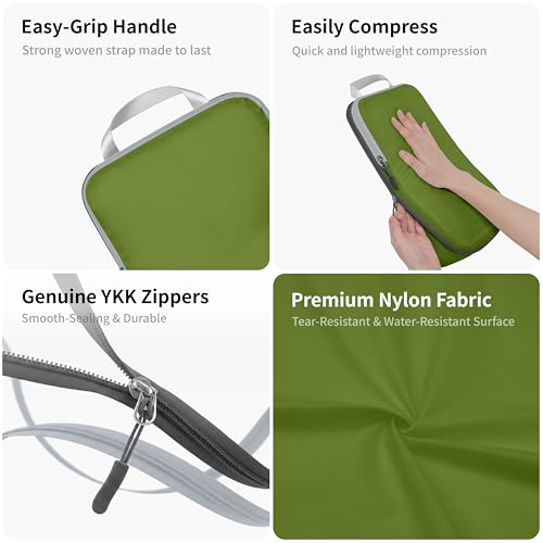 Cipway 5 Set Compression Packing Cubes for Travel (Green, 5pcs) - color: Green, size: 5PCS
