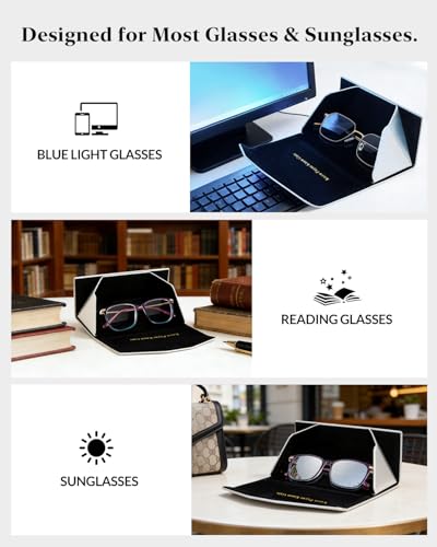 Payne Glasses Foldable Sunglasses Case, Holographic Glasses Case | Tri-Fold Eyeglasses Case Hard Shell, Portable Magnetic Glasses Holder for Women Men - color: Silver - 2 Pack