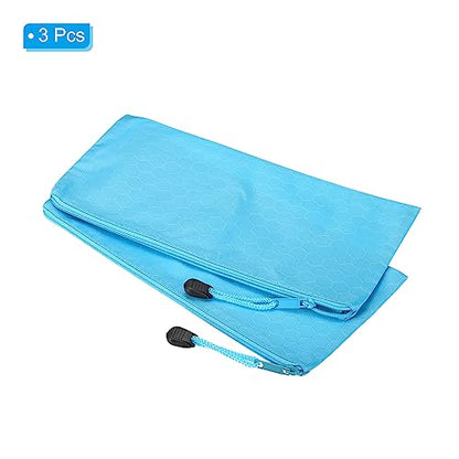 PATIKIL Waterproof Zipper File Bags, 3 Pack A6 Document Holders Pencil Pouch for Office, Light Blue - color: Light Blue, size: A6
