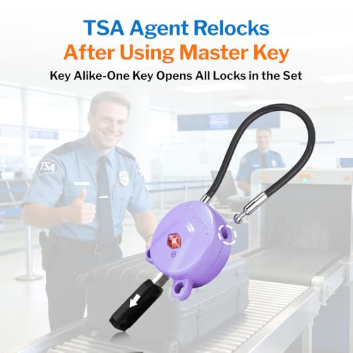 Forge TSA Approved Luggage Locks Ultra-Secure Dimple Key Travel Cable Locks, Zinc- 2 Purple Locks - color: Purple 2 Locks
