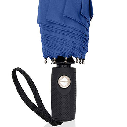 RainPlus Windproof Travel Umbrella - Compact, Automatic, Folding and Portable - Umbrellas For Rain for Men and Women - Car, Backpack, Purse, Strong & Wind Resistant - color: Navy Blue