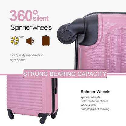 Tripcomp Luggage Sets 3piece Set Hardshell Luggage with Spinner Wheels, TSA Lock, Travel Suitcase Sets, 20 Inch Carry On, 24 Inch Mid-size, 28 Inch Large siutcase (Pink) - color: Pink-85, size: 3 piece set