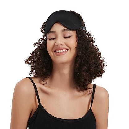 Alaska Bear Sleep Mask Silk Eye Cover with Shaped Pad, Machine Washable - color: Black_padded