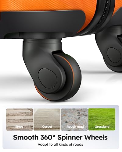 Suitour Luggage Sets 2 Piece with Spinner Wheels,Hard Shell 20 Carry on Suitcase and 28 inch Luggage with Spinner Wheels Suitcase Set with TSA Lock(20in/28in) - color: Orange, size: 2-Piece Set (20/28)