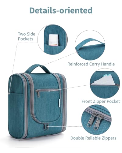 Narwey Hanging Travel Toiletry Bag for Women, Cosmetic Makeup Bag - color: AG-Teal, size: Medium