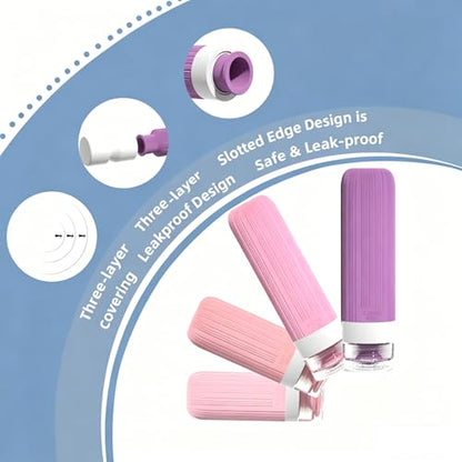 Vitog 16 Pack Travel Bottles for Toiletries, TSA Approved, Leak Proof Kit - color: Pink & Purple