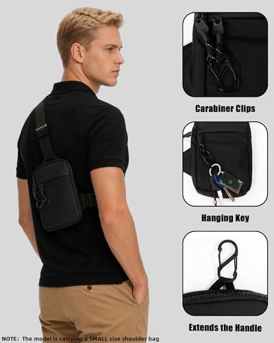 Peicees Sling Bag for Men Small Crossbody Bag Anti Theft Pack, Small Black - size: Small