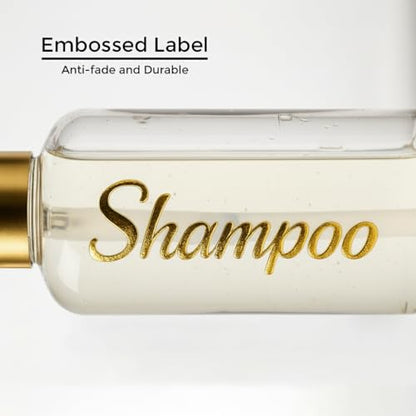 Shampoo and Conditioner Dispenser - Essentials Toiletry Bottles - Shower Refillable Shampoo and Body Wash Soap Pump Bottle – 3X 16oz Containers - Clear All Gold 1 Round - color: Clear All Gold 1 Round, size: Large