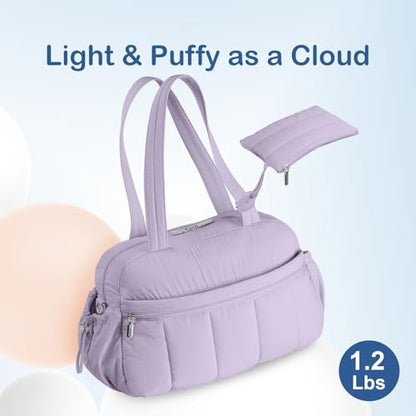 TOPDesign Travel Duffel Bag, Puffy Carry On Overnight, Gym Bag w/Wet Pocket - color: Light Purple