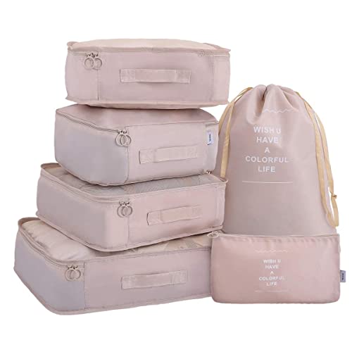Luggage Packing Organizers Packing Cubes Set for Travel (beige 6pc) - color: beige 6pc