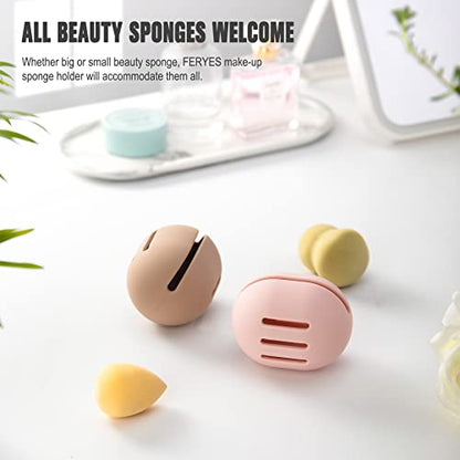FERYES Makeup Sponge Holder – Shatterproof Eco-Friendly Silicone Beauty Make Up Blender Case for Travel - Pink - color: 1 Pc Pink