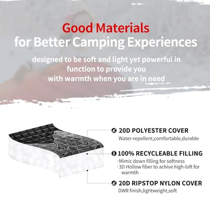 zzlamb Outdoor Puffy Camping Blanket, Down Alternative Camp Quilt - color: Snowy Denali in the Nightfall, size: 39x55''