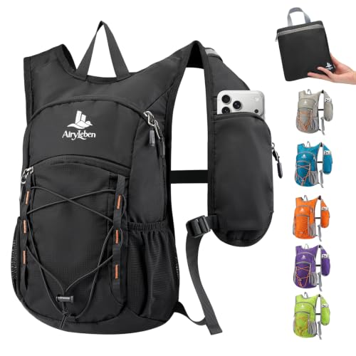 14L Small Hiking Backpack, Packable Travel Daypack for Men Women - color: Black