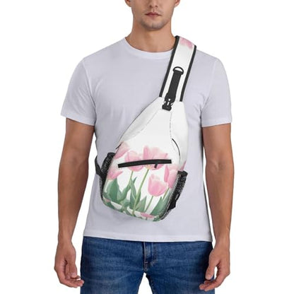 SUPLUCHOM Sling Bag Tulip Flower Hiking Daypack Crossbody Shoulder Backpack Travel Chest Pack for Men Women - color: B0157