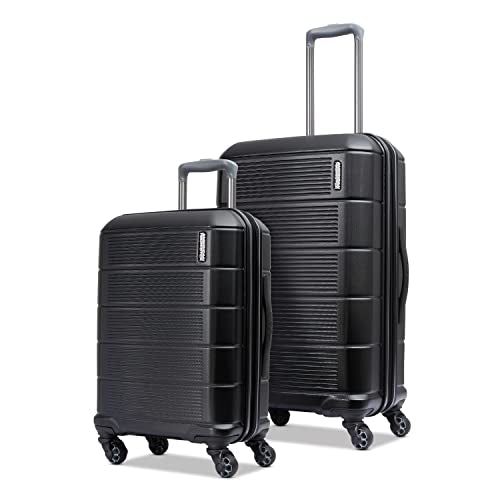 American Tourister Stratum 2.0 Hardside Expandable Luggage with Spinners, Jet Black, 2PC SET (Carry-on/Medium) - color: Jet Black, size: 2-Piece Set (Carry-on/Medium)