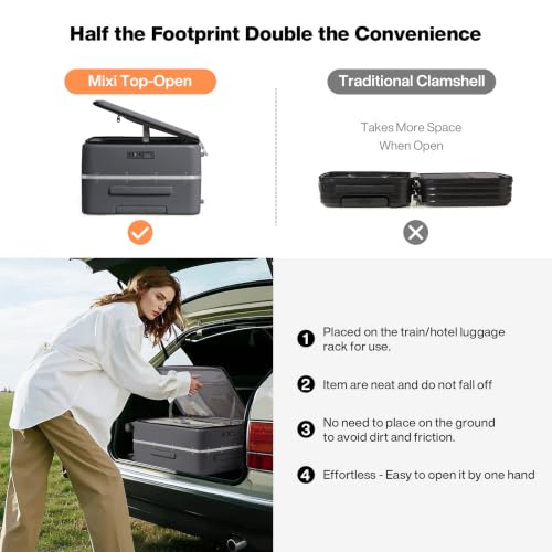 mixi 24 Inch Checked Luggage PC Hard Shell Suitcase Top Opening Aluminum Frame Travel Suitcases with Wheels, Rock Gray - color: Rock Gray, size: 24 inch