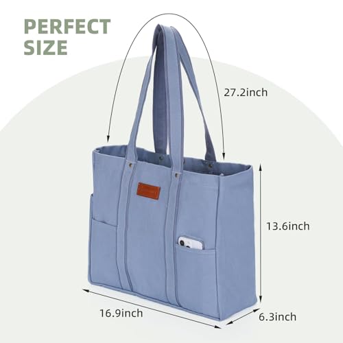 Large Canvas Tote Bag for Women,Casual Spacious Shoulder Bag - color: Blue