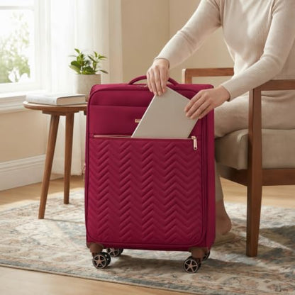 Travelhouse 4-Piece Softside Luggage Set with Spinner Wheels - color: Red, size: 4 piece