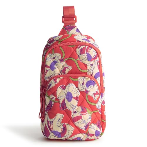 Vera Bradley 여성용 페더웨이트 로먼 슬링 백팩, 소용돌이 치는 양귀비, 원사이즈 - color: 소용돌이 치는 양귀비