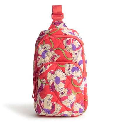 Vera Bradley 여성용 페더웨이트 로먼 슬링 백팩, 소용돌이 치는 양귀비, 원사이즈 - color: 소용돌이 치는 양귀비