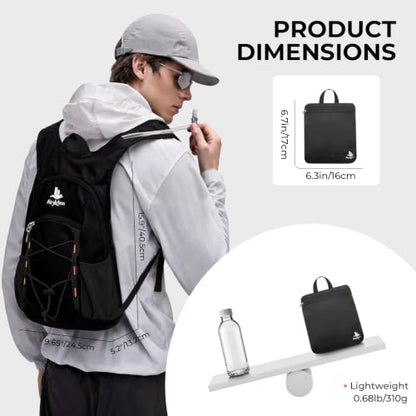 14L Small Hiking Backpack, Packable Travel Daypack for Men Women - color: Black