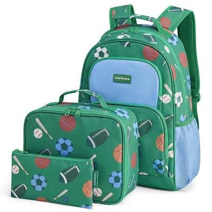 mommore Kids Backpack Set Kindergarten School Bookbag for Boys Girls 4-8 - color: Sports Ball