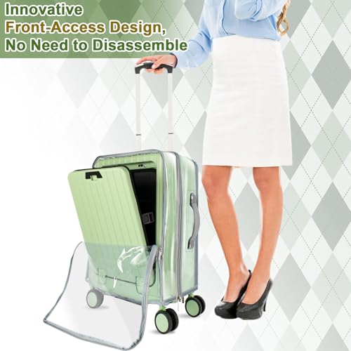 Clear PVC Luggage Cover Protector - No Disassembly Suitcase Covers for 24Inch Front Open Luggage, Carry on Luggage Protective Covers for Wheeled Suitcase Waterproof Dustproof Anti-scratch - size: 24 Inch