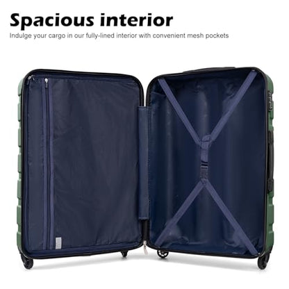 Coolife Luggage Set, 3 Piece Lightweight Durable Hardshell, Dark Green - color: Dark Green