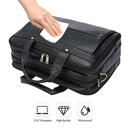 Polare Napa Leather 16" Business Briefcase Laptop Messenger Bag for Men
