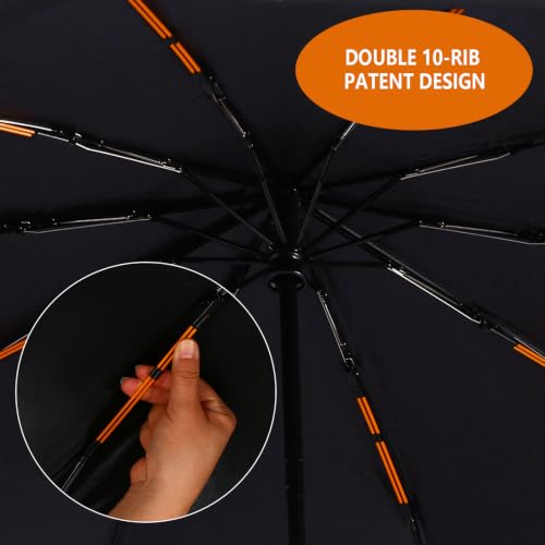 Bluinzi 2 Pack 46 Inch Umbrellas, Double 10-rib, for Rain, Compact Travel - color: (1 pack)black