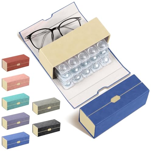 Flutesan 2 in 1 Daily Contact Lens and Glasses Organizer Case, Blue - color: Blue