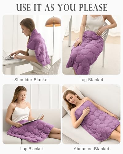 Cottonblue 소형 가중 랩 담요 3.2kg(7파운드) 성인 청소년용, 61cm x 73.7cm(24 x 29인치), 아늑한 - color: 분홍빛이 도는 퍼플, size: 24"x29" 7lbs