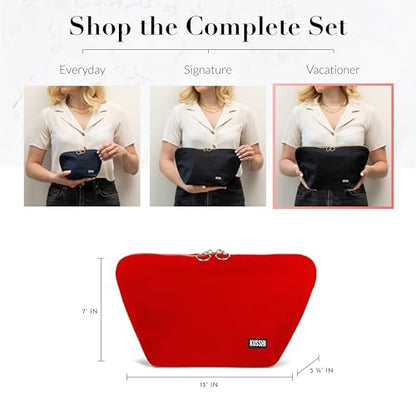 KUSSHI Washable Travel Makeup & Cosmetic Bag - Brush Organizer Sold Separately (Vacationer, Candy Apple Red/Pink) - color: Candy Apple Red/Pink, size: Vacationer (Large) Bag