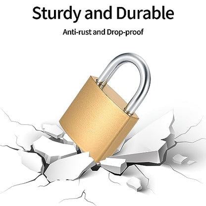 8 Pcs Small Solid Brass Padlocks with Same Keys Keyed Lock - color: Gold, size: 32MM-8PCS
