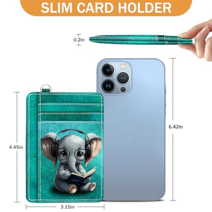 Yonlevres Elephant Credit Card Holder Slim RFID Wallet Women Small Cute - color: Elephant
